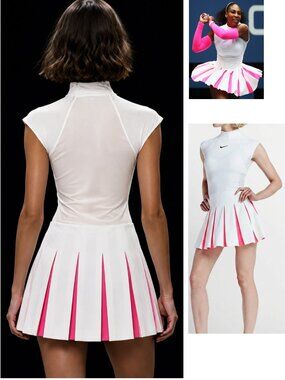 Nwt Nike White Tennis Dress w/ Zipper Pleated Skirt S Small